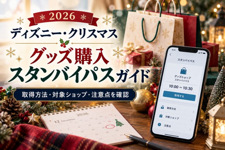ディズニー・クリスマスのグッズ2026｜ランド・シーのスタンバイパス対象と購入準備